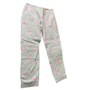 Govango  Stretch Pants Mint Pink Flamingo Print 8 Resort Prep USA Beach Resort